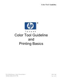Color Tool Guideline and Printing Basics