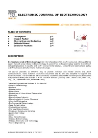Electronic Journal of Biotechnology