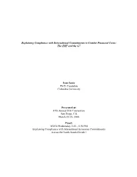 Explaining Compliance with International Commitments to Combat Financial Crisis: the IMF and the G7