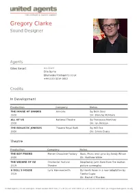 Gregory Clarke Sound Designer