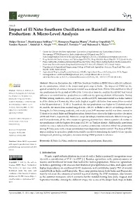 Impact of El Niño Southern Oscillation on Rainfall and Rice Production: a Micro-Level Analysis