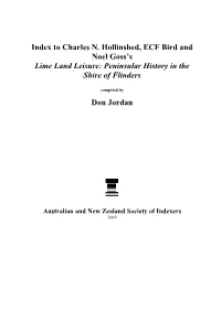 Index to Charles . Hollinshed, ECF Bird and Oel Goss's Lime Land