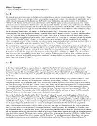 Oliver! Synopsis Act I Act II