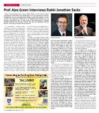 Prof. Alex Green Interviews Rabbi Jonathan Sacks