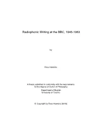Radiophonic Writing at the BBC, 1945-1963
