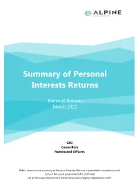 Summary of Personal Interests Returns