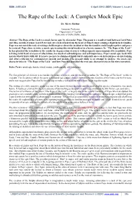 The Rape of the Lock: a Complex Mock Epic