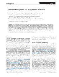 The Zebra Finch Genome and Avian Genomics in the Wild