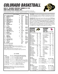 CU GAME NOTES Oklahoma.Indd