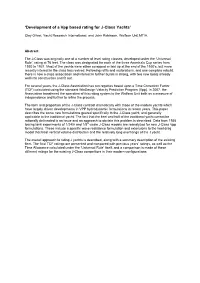 'Development of a Vpp Based Rating for J-Class Yachts'