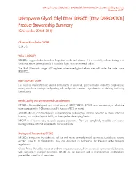 Dipropylene Glycol Ethyl Ether (DPGEE) [Ethyl DIPROXITOL] Product Stewardship Summary December 2017