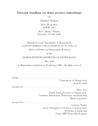 Discount Bundling Via Dense Product Embeddings Madhav Kumar