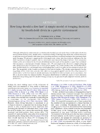 How Long Should a Dive Last? a Simple Model of Foraging Decisions by Breath-Hold Divers in a Patchy Environment