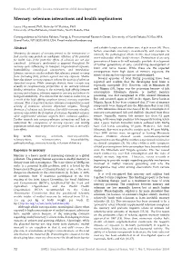 Mercury: Selenium Interactions and Health Implications