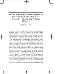The Establishment and Development of the Metaxas Regime in The