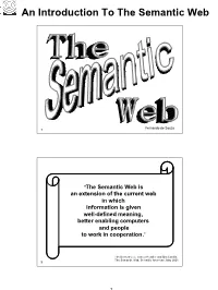 An Introduction to the Semantic Web