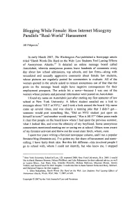Blogging While Female: How Internet Misogyny Parallels "Real-World" Harassment
