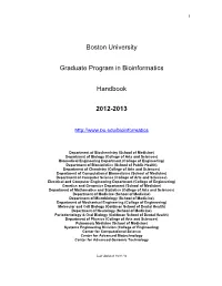 Boston University Graduate Program in Bioinformatics Handbook 2012