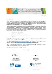ECLAC WORKSHOP NEW TOOLS and METHODS for POLICY-MAKING 19 May 2014, Paris