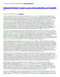 Edward Drinker Cope's Law of Acceleration of Growth [1]