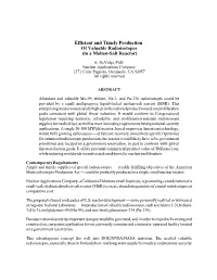 Efficient and Timely Production of Valuable Radioisotopes (In a Molten-Salt Reactor)