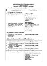List of Zrucc Members on Sc Railway