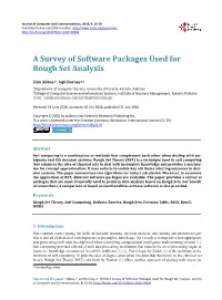 A Survey of Software Packages Used for Rough Set Analysis