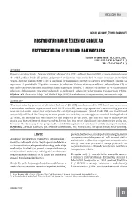 Restructuring of Serbian Railways Jsc