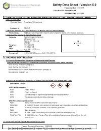 Safety Data Sheet - Version 5.0 Preparation Date 8/16/2019 Latest Revision Date (If Revised) SDS Expiry Date 8/14/2022