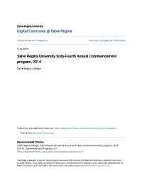 Salve Regina University Sixty-Fourth Annual Commencement Program, 2014