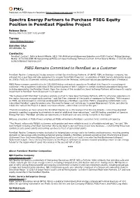 Spectra Energy Partners to Purchase PSEG Equity Position in Penneast Pipeline Project