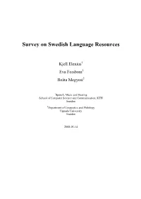 Survey on Swedish Language Resources