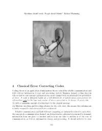 4 Classical Error Correcting Codes