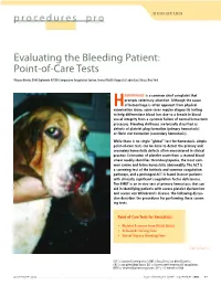 Evaluating the Bleeding Patient: Point-Of-Care Tests