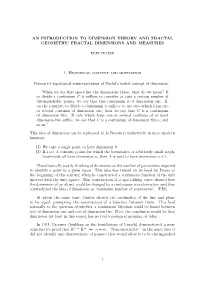 FRACTAL DIMENSIONS and MEASURES 1. Historical Context