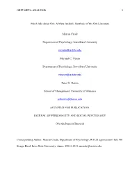 GRIT META-ANALYSIS 1 Much Ado About Grit