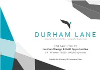 Land and Design & Build Opportunities