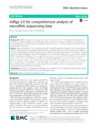 Mirge 2.0 for Comprehensive Analysis of Microrna Sequencing Data Yin Lu, Alexander S