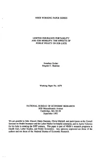 Nber Working Paper Series