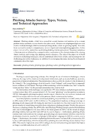 Phishing Attacks Survey: Types, Vectors, and Technical Approaches