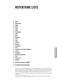 Repertoire Lists
