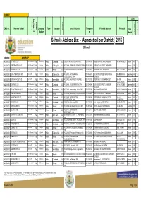 Schools Address List - Alphabetical Per District 2016 Schools