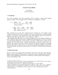 Serial Verbs in Ibibio