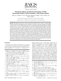 Structural, Optical, and Electrical Properties of Pbse Nanocrystal Solids Treated Thermally Or with Simple Amines Matt Law,* Joseph M