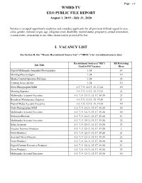 Wmbd-Tv Eeo Public File Report I. Vacancy List