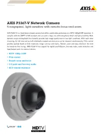 AXIS P3367-V Network Camera 5-Megapixel, Light-Sensitive with Remote Focus and Zoom