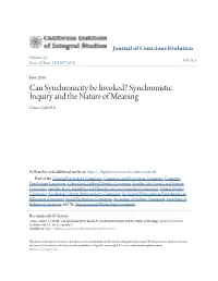 Can Synchronicity Be Invoked? Synchronistic Inquiry and the Nature of Meaning Crane, Gabriel S