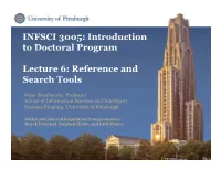 INFSCI 3005: Introduction to Doctoral Program