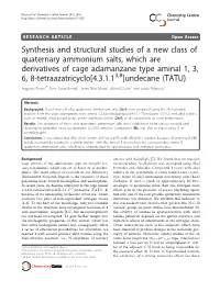 Synthesis and Structural Studies of a New Class of Quaternary Ammonium