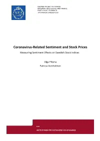 Coronavirus-Related Sentiment and Stock Prices Measuring Sentiment Effects on Swedish Stock Indices